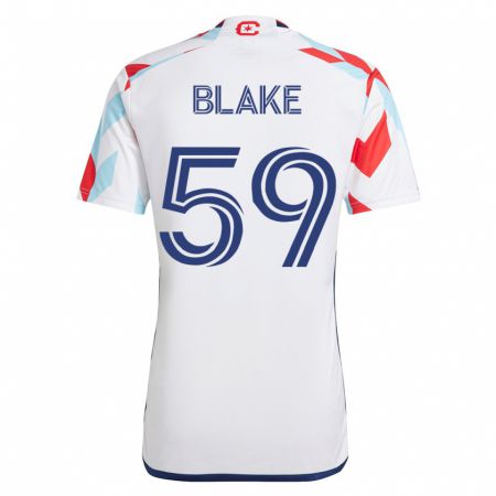 Kandiny Kinder Romain Blake #59 Weiß Blau Auswärtstrikot Trikot 2023/24 T-Shirt