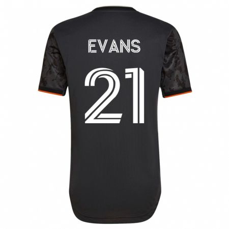 Kandiny Kinder Jacob Evans #21 Schwarz Auswärtstrikot Trikot 2023/24 T-Shirt