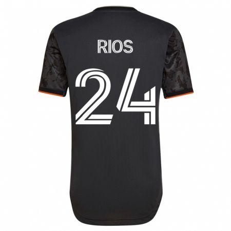 Kandiny Kinder Paolo Ríos #24 Schwarz Auswärtstrikot Trikot 2023/24 T-Shirt