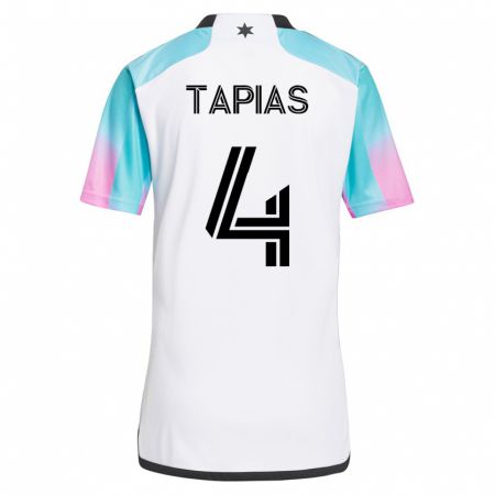 Kandiny Kinder Miguel Tapias #4 Weiß Auswärtstrikot Trikot 2023/24 T-Shirt