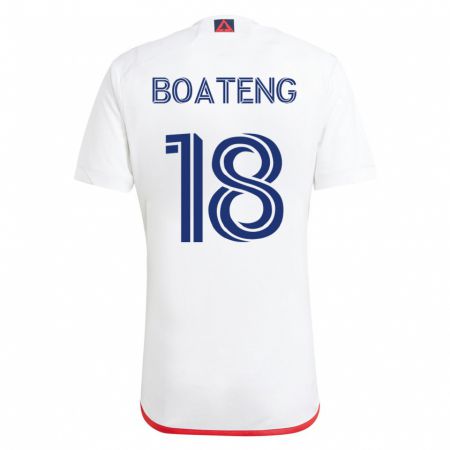 Kandiny Kinder Emmanuel Boateng #18 Weiß Rot Auswärtstrikot Trikot 2023/24 T-Shirt