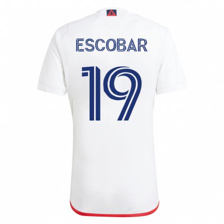 Kandiny Kinder Olger Escobar #19 Weiß Rot Auswärtstrikot Trikot 2023/24 T-Shirt