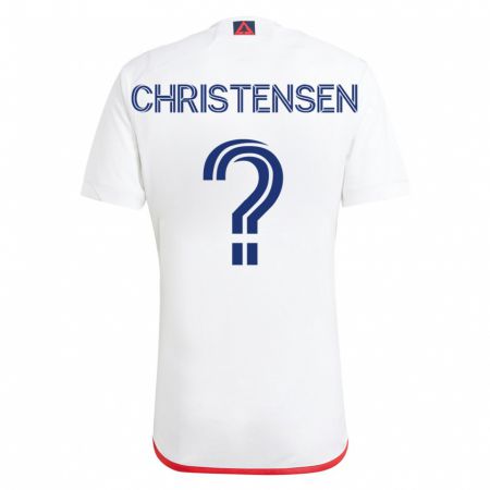 Kandiny Kinder Kevin Christensen #0 Weiß Rot Auswärtstrikot Trikot 2023/24 T-Shirt
