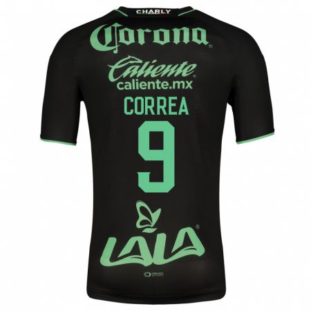 Kandiny Kinder Javier Correa #9 Schwarz Auswärtstrikot Trikot 2023/24 T-Shirt