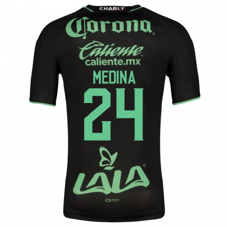 Kandiny Kinder Diego Medina #24 Schwarz Auswärtstrikot Trikot 2023/24 T-Shirt