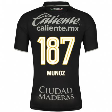 Kandiny Kinder Diego Muñoz #187 Schwarz Auswärtstrikot Trikot 2023/24 T-Shirt