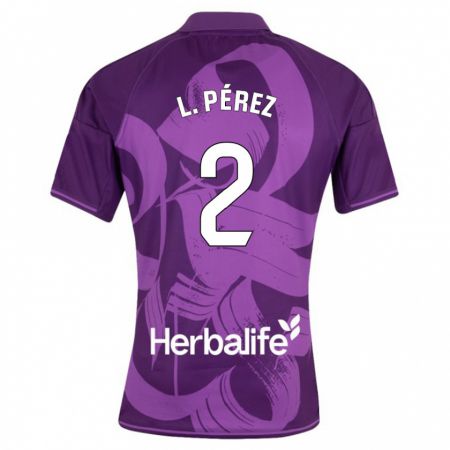 Kandiny Kinder Luis Pérez #2 Violett Auswärtstrikot Trikot 2023/24 T-Shirt