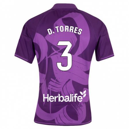 Kandiny Kinder David Torres #3 Violett Auswärtstrikot Trikot 2023/24 T-Shirt