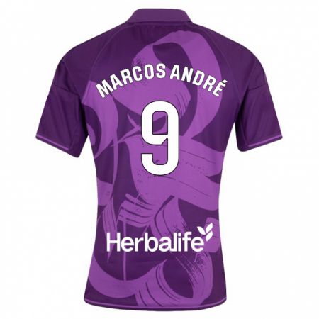 Kandiny Kinder Marcos André #9 Violett Auswärtstrikot Trikot 2023/24 T-Shirt