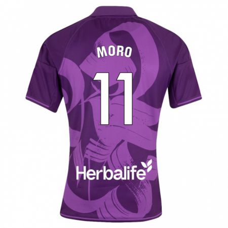 Kandiny Kinder Raúl Moro #11 Violett Auswärtstrikot Trikot 2023/24 T-Shirt