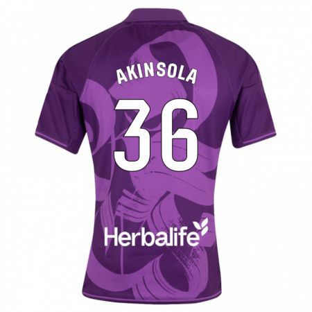 Kandiny Kinder Tunde Akinsola #36 Violett Auswärtstrikot Trikot 2023/24 T-Shirt