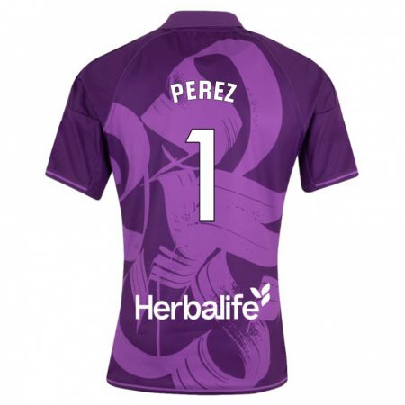 Kandiny Kinder Fer Pérez #1 Violett Auswärtstrikot Trikot 2023/24 T-Shirt