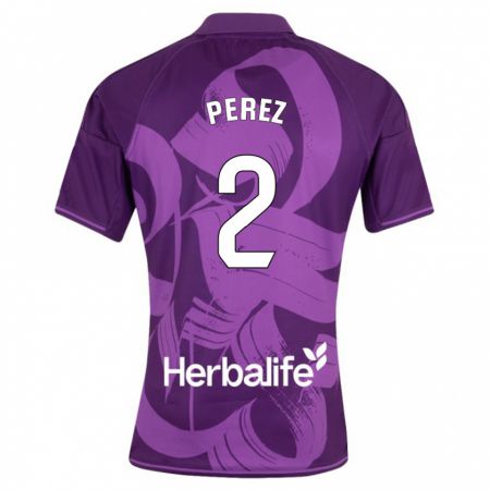 Kandiny Kinder Iker Pérez #2 Violett Auswärtstrikot Trikot 2023/24 T-Shirt