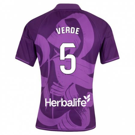 Kandiny Kinder Adrián Verde #5 Violett Auswärtstrikot Trikot 2023/24 T-Shirt