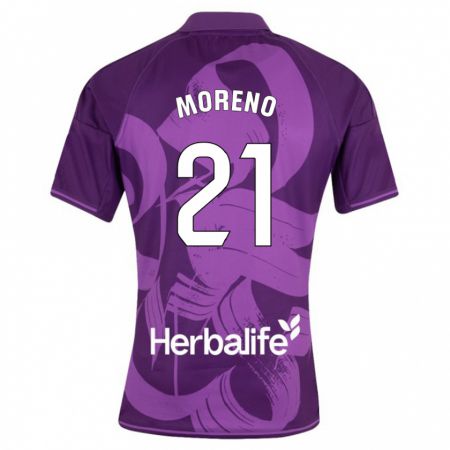 Kandiny Kinder Xavi Moreno #21 Violett Auswärtstrikot Trikot 2023/24 T-Shirt