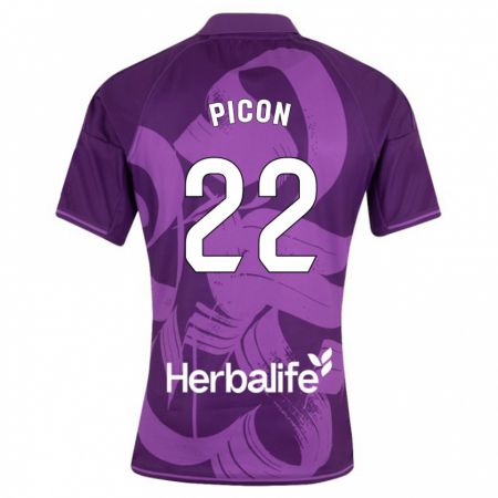 Kandiny Kinder Pablo Picón #22 Violett Auswärtstrikot Trikot 2023/24 T-Shirt