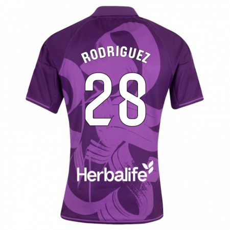 Kandiny Kinder Yago Rodríguez #28 Violett Auswärtstrikot Trikot 2023/24 T-Shirt