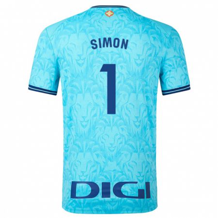 Kandiny Kinder Unai Simón #1 Himmelblau Auswärtstrikot Trikot 2023/24 T-Shirt
