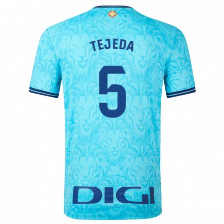 Kandiny Kinder Diego Tejeda #5 Himmelblau Auswärtstrikot Trikot 2023/24 T-Shirt