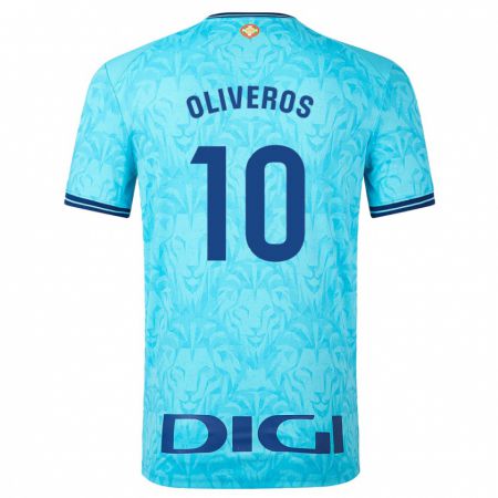 Kandiny Kinder Aimar Oliveros #10 Himmelblau Auswärtstrikot Trikot 2023/24 T-Shirt