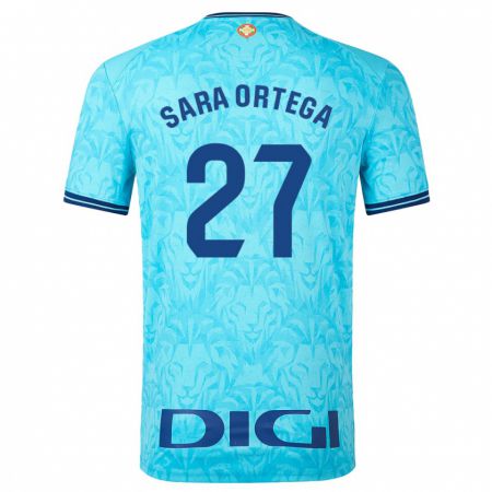 Kandiny Kinder Sara Ortega Ruiz #27 Himmelblau Auswärtstrikot Trikot 2023/24 T-Shirt