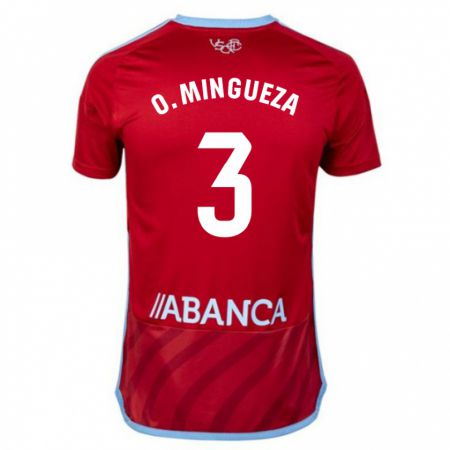 Kandiny Kinder Óscar Mingueza #3 Rot Auswärtstrikot Trikot 2023/24 T-Shirt