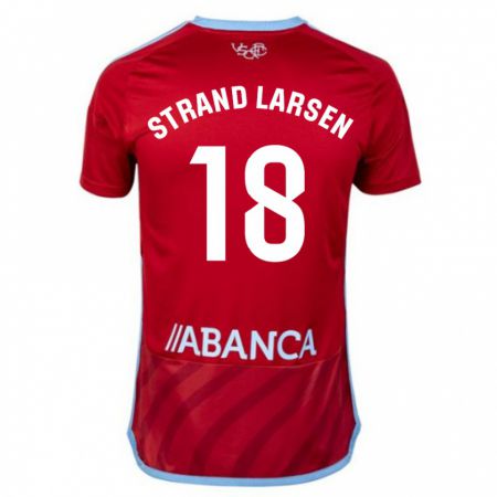 Kandiny Kinder Jørgen Strand Larsen #18 Rot Auswärtstrikot Trikot 2023/24 T-Shirt