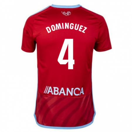 Kandiny Kinder Javi Domínguez #4 Rot Auswärtstrikot Trikot 2023/24 T-Shirt