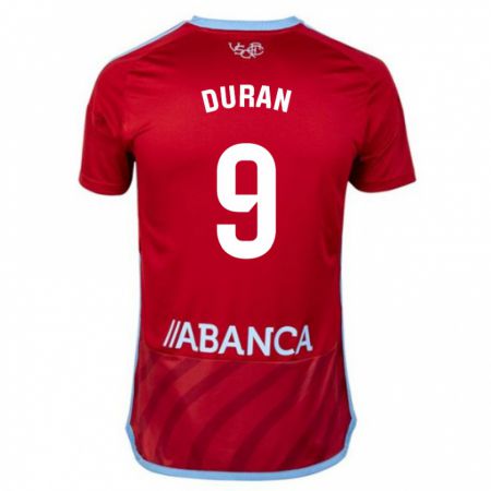 Kandiny Kinder Pablo Durán #9 Rot Auswärtstrikot Trikot 2023/24 T-Shirt