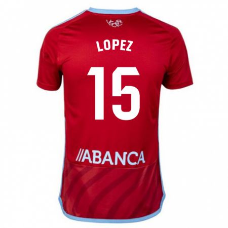 Kandiny Kinder Fer López #15 Rot Auswärtstrikot Trikot 2023/24 T-Shirt