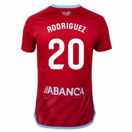 Kandiny Kinder Javi Rodríguez #20 Rot Auswärtstrikot Trikot 2023/24 T-Shirt