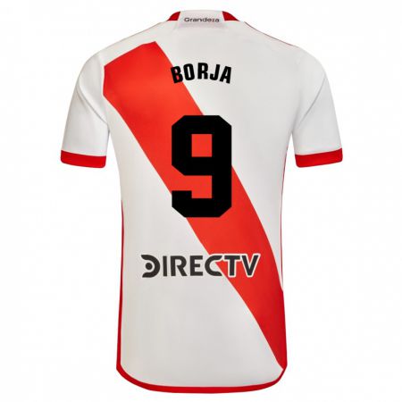 Kandiny Herren Miguel Borja #9 Weiß Rot Heimtrikot Trikot 2023/24 T-Shirt