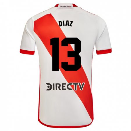 Kandiny Herren Enzo Díaz #13 Weiß Rot Heimtrikot Trikot 2023/24 T-Shirt
