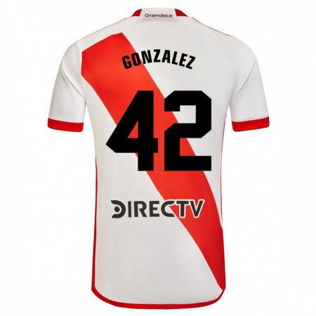 Kandiny Herren Alexis González #42 Weiß Rot Heimtrikot Trikot 2023/24 T-Shirt