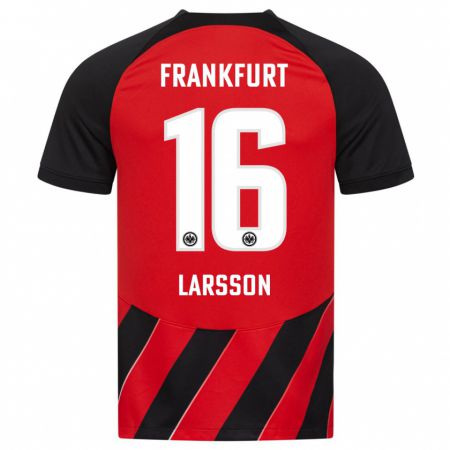 Kandiny Herren Hugo Larsson #16 Rot Schwarz Heimtrikot Trikot 2023/24 T-Shirt