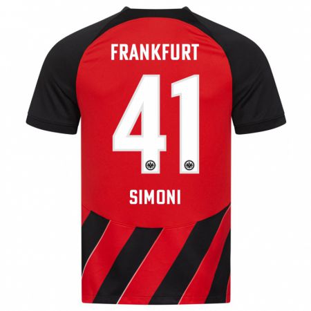 Kandiny Herren Simon Simoni #41 Rot Schwarz Heimtrikot Trikot 2023/24 T-Shirt