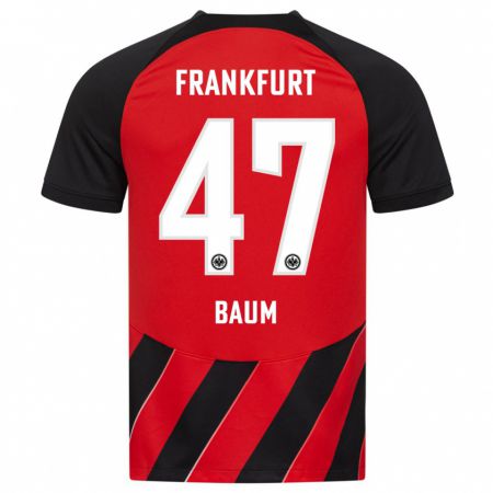 Kandiny Herren Elias Baum #47 Rot Schwarz Heimtrikot Trikot 2023/24 T-Shirt