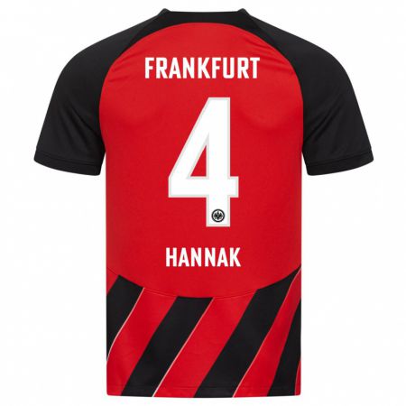 Kandiny Herren Tim Hannak #4 Rot Schwarz Heimtrikot Trikot 2023/24 T-Shirt