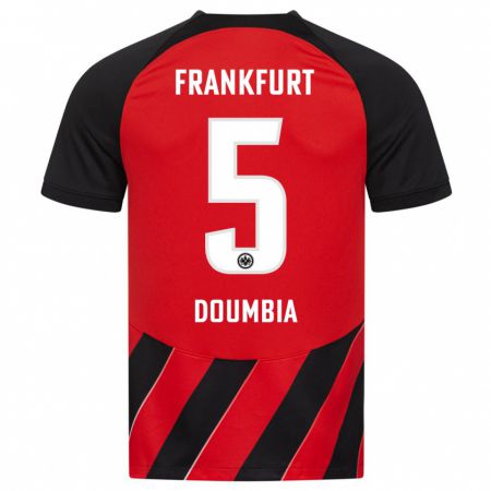 Kandiny Herren Fousseny Doumbia #5 Rot Schwarz Heimtrikot Trikot 2023/24 T-Shirt