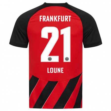 Kandiny Herren Adam Loune #21 Rot Schwarz Heimtrikot Trikot 2023/24 T-Shirt