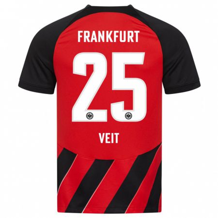 Kandiny Herren Jella Veit #25 Rot Schwarz Heimtrikot Trikot 2023/24 T-Shirt