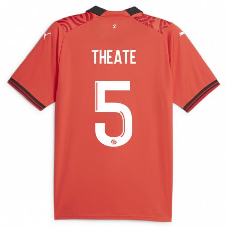 Kandiny Herren Arthur Theate #5 Rot Heimtrikot Trikot 2023/24 T-Shirt