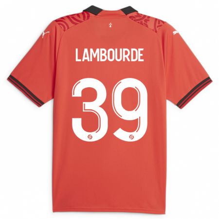 Kandiny Herren Mathis Lambourde #39 Rot Heimtrikot Trikot 2023/24 T-Shirt