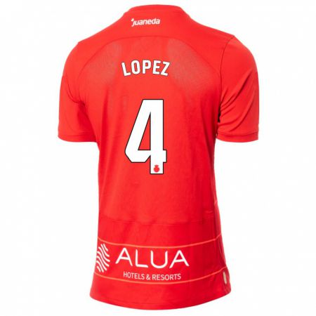 Kandiny Herren David López #4 Rot Heimtrikot Trikot 2023/24 T-Shirt