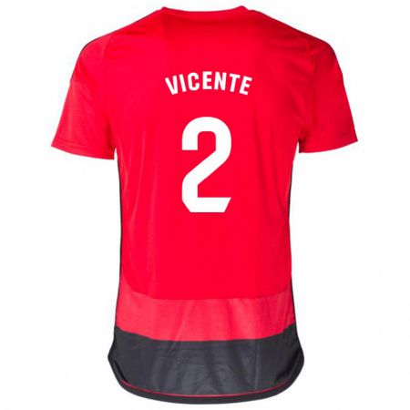 Kandiny Herren David Vicente #2 Rot Schwarz Heimtrikot Trikot 2023/24 T-Shirt