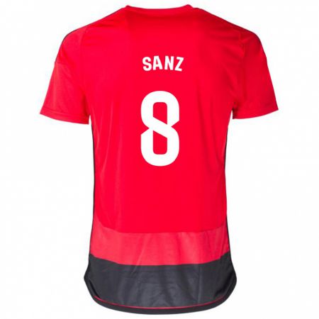 Kandiny Herren Álvaro Sanz #8 Rot Schwarz Heimtrikot Trikot 2023/24 T-Shirt