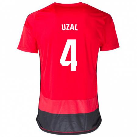 Kandiny Herren Yeray Uzal #4 Rot Schwarz Heimtrikot Trikot 2023/24 T-Shirt