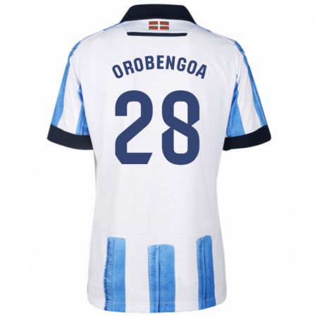 Kandiny Herren Ekain Orobengoa #28 Blau Weiss Heimtrikot Trikot 2023/24 T-Shirt