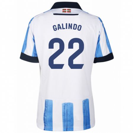 Kandiny Herren Iker Galindo #22 Blau Weiss Heimtrikot Trikot 2023/24 T-Shirt