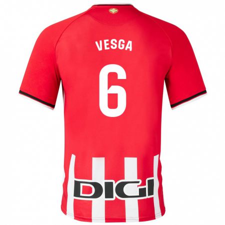 Kandiny Herren Mikel Vesga #6 Rot Heimtrikot Trikot 2023/24 T-Shirt